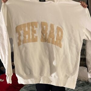 The Bar White Sweater with Tan Lettering